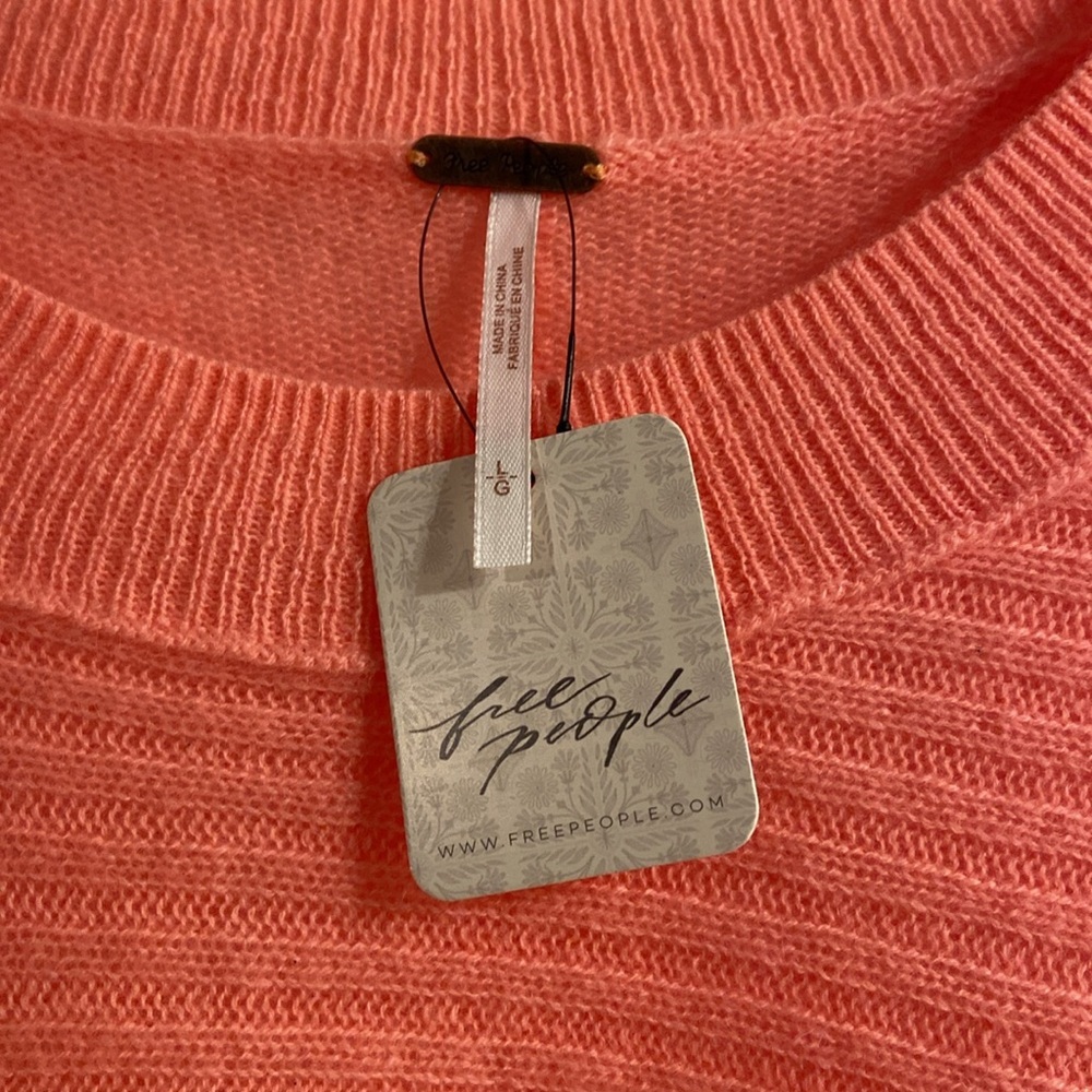 Free People Ribbed Coral Cashmere Pullover - Picture 5 of 6